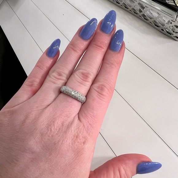 Beautiful 14k White Gold Blue Topaz, Green Amethyst & Diamond Ring set! - Picture 10 of 16